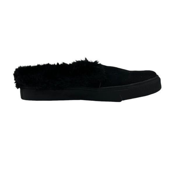 Comfortview Black Fuzzy Faux Fur Slip-on House Shoes Women's Size 10.5 NEW with - Picture 7 of 12